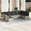 Afuera Living Contemporary 9 Piece Poly Rattan Sofa Set in Gray