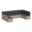 Afuera Living Contemporary 9 Piece Poly Rattan Sofa Set in Gray