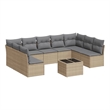 Afuera Living Contemporary Synthetic Poly Rattan 10 Piece Sofa Set in Beige