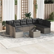 Afuera Living Contemporary Synthetic Poly Rattan 10 Piece  Sofa Set in Gray
