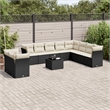 Afuera Living Contemporary 11 Piece Poly Rattan Sofa Set in Black/Cream