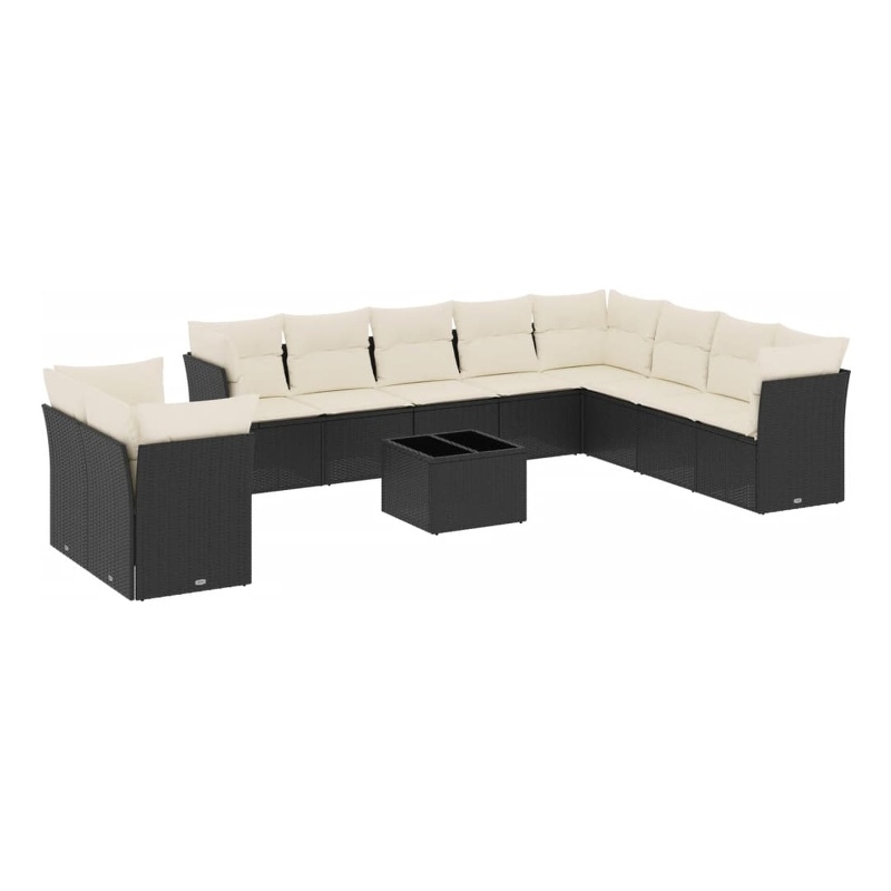 Afuera Living Contemporary 11 Piece Poly Rattan Sofa Set in Black/Cream