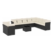 Afuera Living Contemporary 11 Piece Poly Rattan Sofa Set in Black/Cream