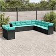 Afuera Living 11 Piece Poly Rattan Patio Sofa Set in Black/Blue