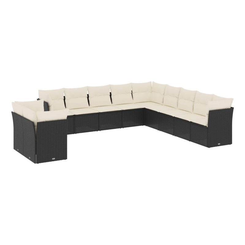 Afuera Living Synthetic Poly Rattan 11 Piece Sofa Set in Black/Cream