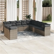 Afuera Living Contemporary 11 Piece Poly Rattan Sofa Set in Gray