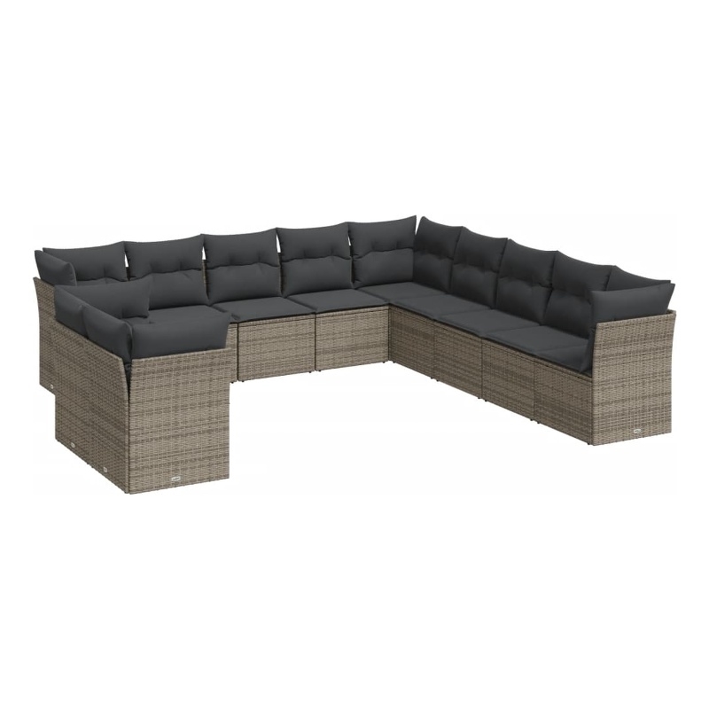 Afuera Living Contemporary 11 Piece Poly Rattan Sofa Set in Gray