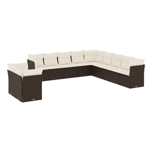 Afuera Living Contemporary Synthetic Poly Rattan 11 Piece  Sofa Set in Brown