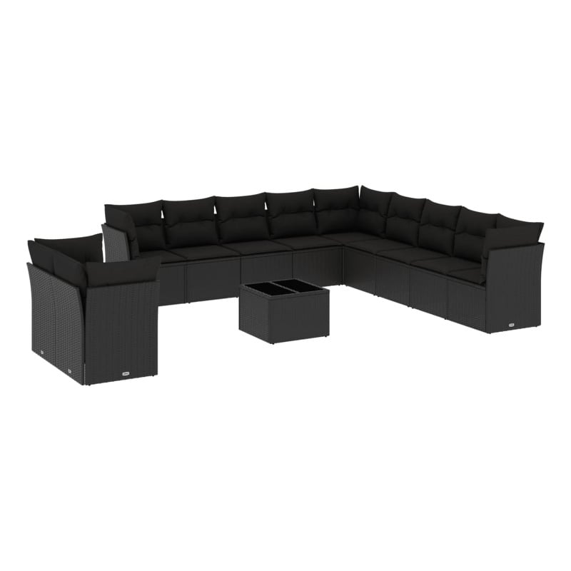 Afuera Living Contemporary 12 Piece Poly Rattan Sofa Set in Black