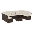 Afuera Living Contemporary 10 Piece Poly Rattan Sofa Set in Brown/Cream
