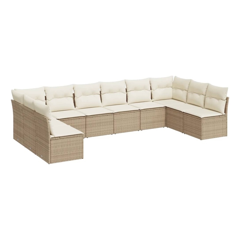 Afuera Living Synthetic Poly Rattan 10 Piece Large Sofa Set in Beige
