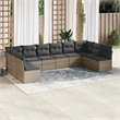 Afuera Living Contemporary 10 Piece Poly Rattan Sofa Set in Gray