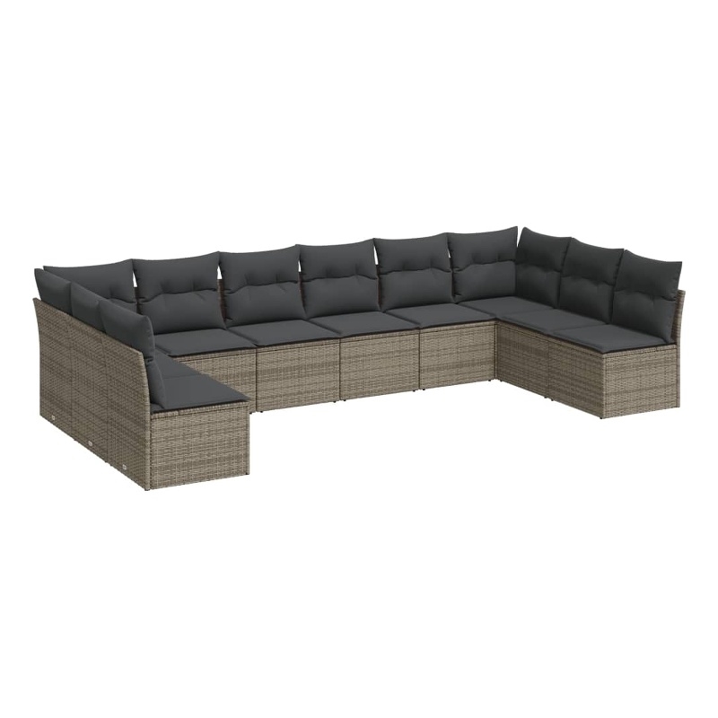 Afuera Living Contemporary 10 Piece Poly Rattan Sofa Set in Gray