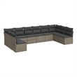 Afuera Living Contemporary 10 Piece Poly Rattan Sofa Set in Gray
