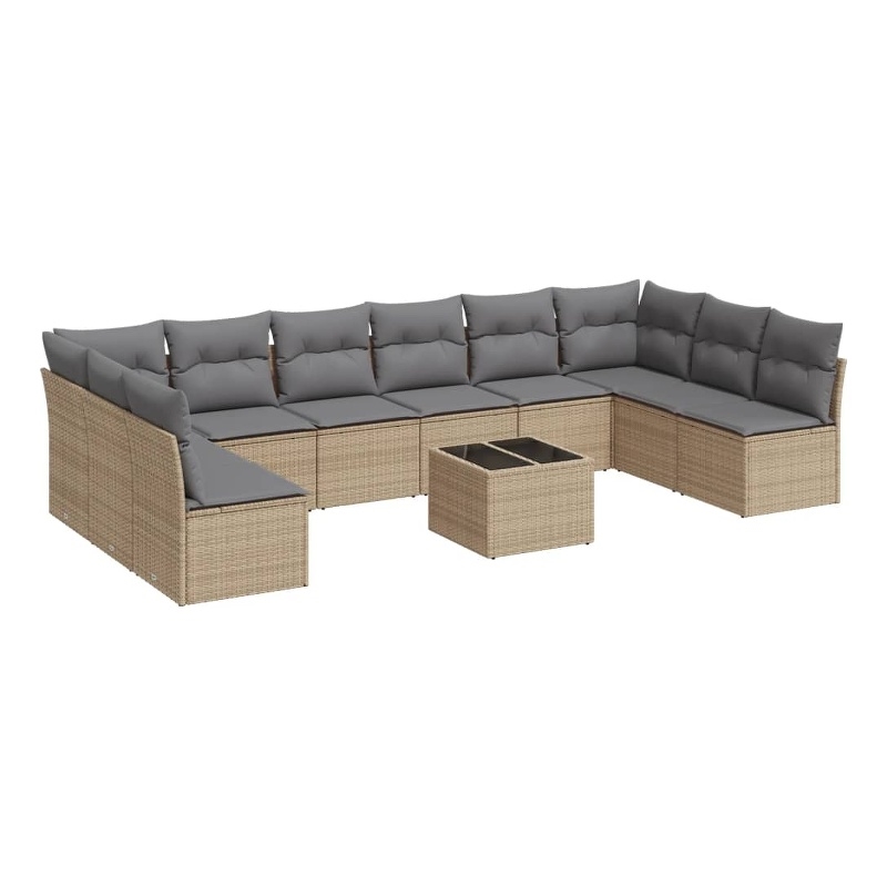 Afuera Living Contemporary 11 Piece Poly Rattan Sofa Set in Gray/Beige