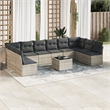 Afuera Living Contemporary 11 Piece Poly Rattan Sofa Set in Gray