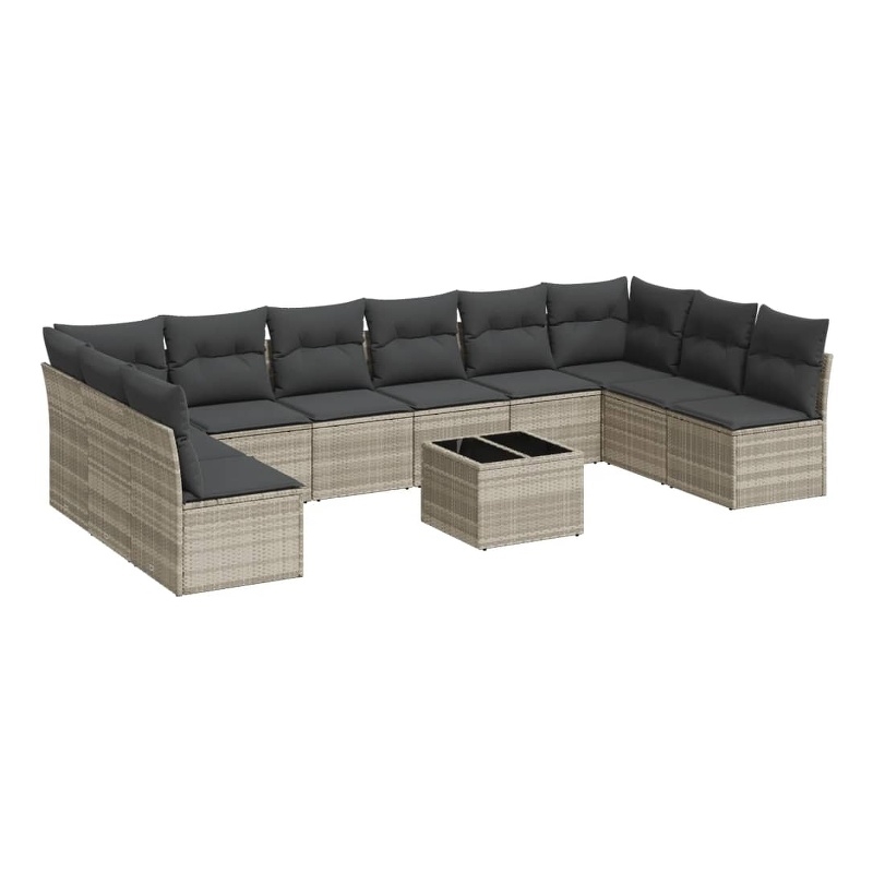 Afuera Living Contemporary 11 Piece Poly Rattan Sofa Set in Gray