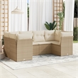 Afuera Living Contemporary 6 Piece Poly Rattan Sofa Set in Beige