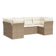 Afuera Living Contemporary 6 Piece Poly Rattan Sofa Set in Beige
