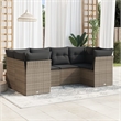 Afuera Living Contemporary Synthetic Poly Rattan 6 Piece  Sofa Set in Gray