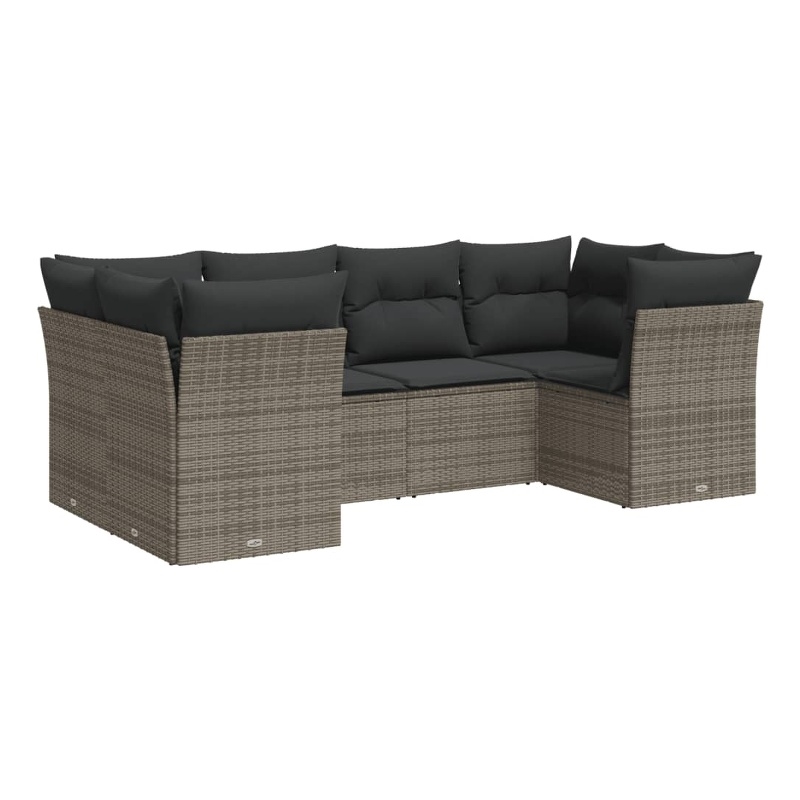 Afuera Living Contemporary Synthetic Poly Rattan 6 Piece  Sofa Set in Gray