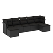 Afuera Living Contemporary 7 Piece Poly Rattan Sofa Set in Black