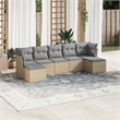 Afuera Living Contemporary Synthetic Poly Rattan 7 Piece Sofa Set in Gray/Beige