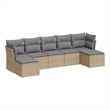 Afuera Living Contemporary Synthetic Poly Rattan 7 Piece Sofa Set in Gray/Beige