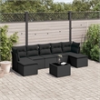 Afuera Living Contemporary 8 Piece Poly Rattan Sofa Set in Black