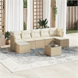 Afuera Living Contemporary 8 Piece Poly Rattan Sofa Set in Beige
