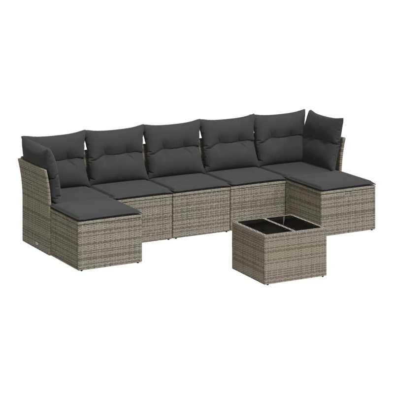 Afuera Living Contemporary Synthetic Poly Rattan 8 Piece  Sofa Set in Gray