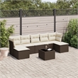 Afuera Living Contemporary 8 Piece Poly Rattan Sofa Set in Brown/Cream