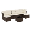 Afuera Living Contemporary 8 Piece Poly Rattan Sofa Set in Brown/Cream