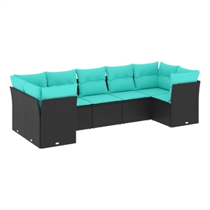 Afuera Living Contemporary 7 Piece Steel Large Sofa Set in Black/Blue