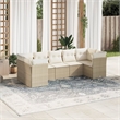 Afuera Living 7 Piece Poly Rattan Small Sofa Set in Cream/Beige