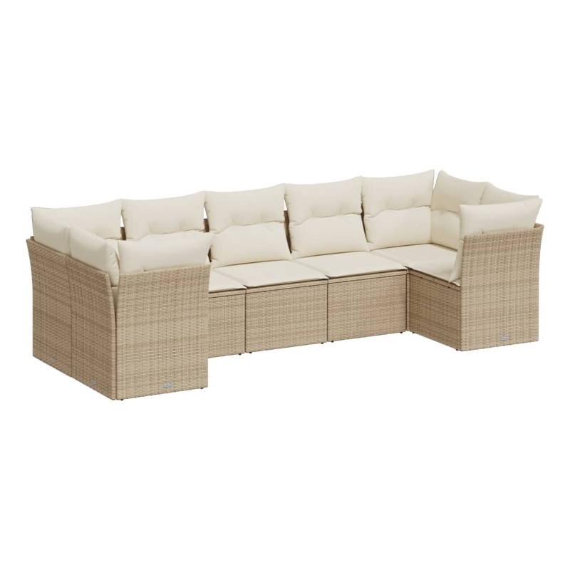 Afuera Living 7 Piece Poly Rattan Small Sofa Set in Cream/Beige