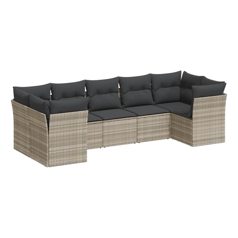 Afuera Living Contemporary Synthetic Poly Rattan 7 Piece  Sofa Set in Gray