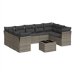 Afuera Living Contemporary 10 Piece Poly Rattan Sofa Set in Gray