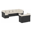 Afuera Living Contemporary 9 Piece Poly Rattan Sofa Set in Black/Cream