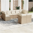 Afuera Living Contemporary Synthetic Poly Rattan 9 Piece Large Sofa Set in Beige