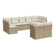 Afuera Living Contemporary Synthetic Poly Rattan 9 Piece Large Sofa Set in Beige