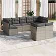 Afuera Living Contemporary Synthetic Poly Rattan 9 Piece Sofa Set in Gray