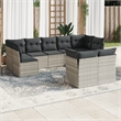 Afuera Living Contemporary Synthetic Poly Rattan 9 Piece Large Sofa Set in Gray