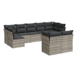 Afuera Living Contemporary Synthetic Poly Rattan 9 Piece Large Sofa Set in Gray