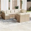 Afuera Living Contemporary 10 Piece Poly Rattan Sofa Set in Beige