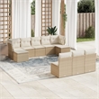Afuera Living Contemporary Synthetic Poly Rattan 10 Piece  Sofa Set in Beige