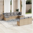 Afuera Living Contemporary Synthetic Poly Rattan 10 Piece Sofa Set in Gray/Beige