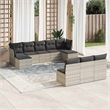 Afuera Living Contemporary 10 Piece Poly Rattan Sofa Set in Gray