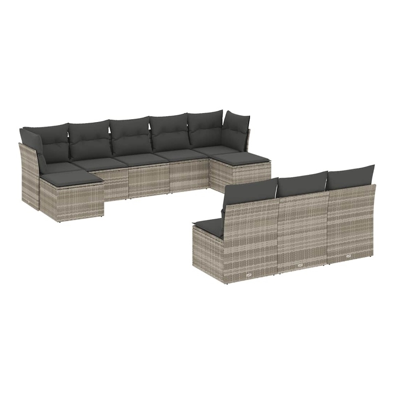 Afuera Living Contemporary 10 Piece Poly Rattan Sofa Set in Gray