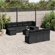 Afuera Living Contemporary Synthetic Poly Rattan 11 Piece  Sofa Set in Black